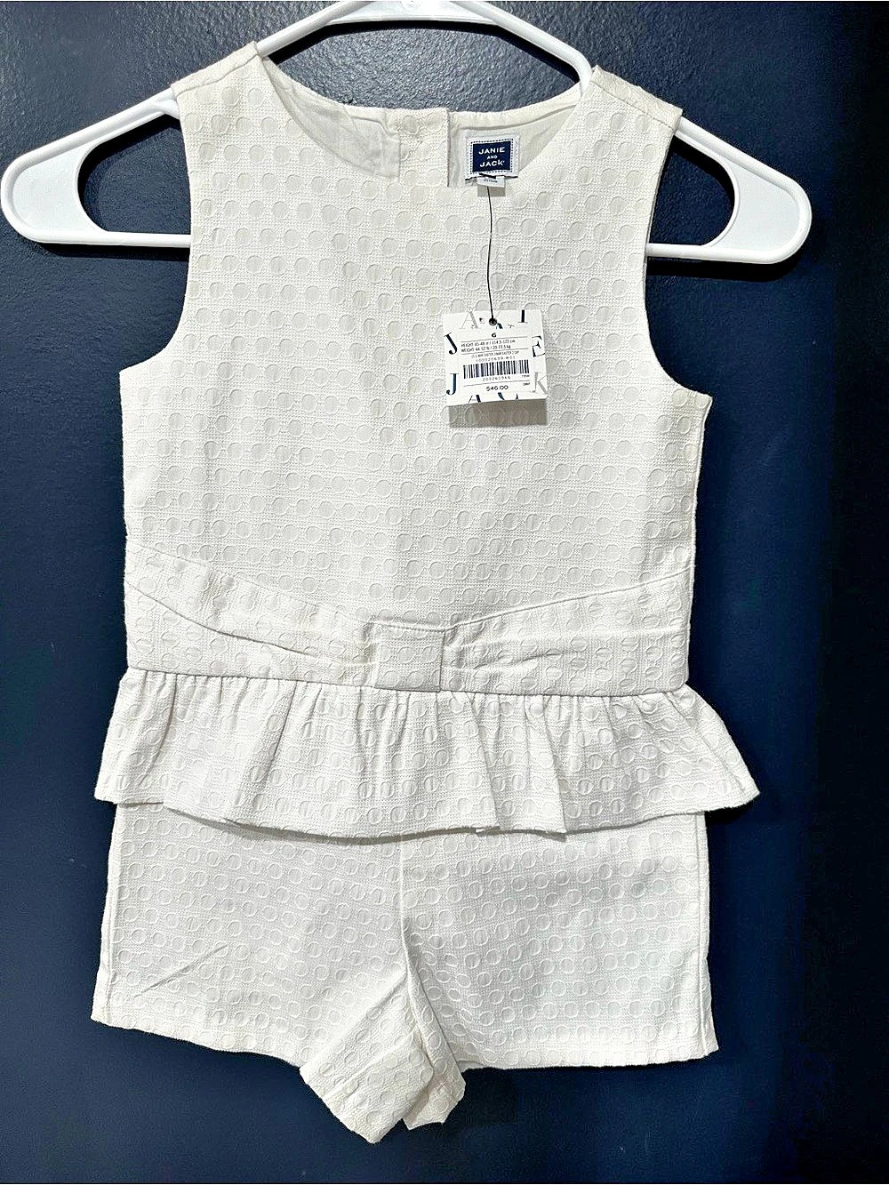 NWT Janie and Jack Girls Size 6 White Romper
